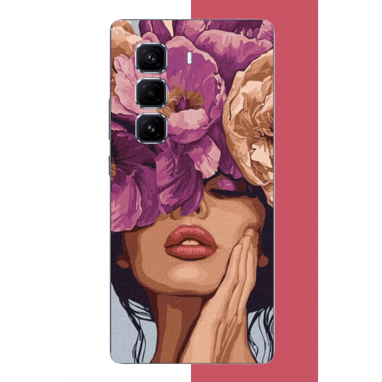 Infinix Hot 50 PRO PLUS+ Uyumlu mor çiçekli kadın UV Baskılı Silikon Kılıf