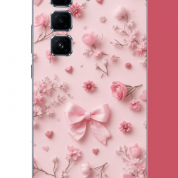Infinix Hot 50 PRO PLUS+ Uyumlu pembe fiyonk gül.jpeg UV Baskılı Silikon Kılıf