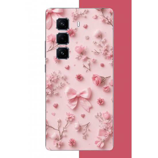 Infinix Hot 50 PRO PLUS+ Uyumlu pembe fiyonk gül.jpeg UV Baskılı Silikon Kılıf