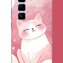 Infinix Hot 50 PRO PLUS+ Uyumlu pembe kedi UV Baskılı Silikon Kılıf