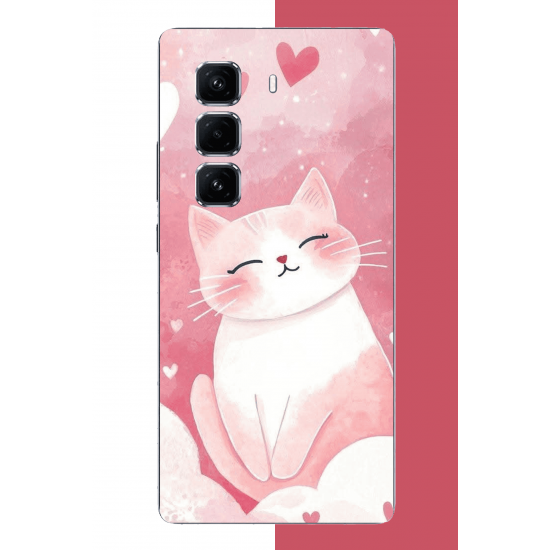 Infinix Hot 50 PRO PLUS+ Uyumlu pembe kedi UV Baskılı Silikon Kılıf
