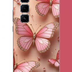 Infinix Hot 50 PRO PLUS+ Uyumlu pembe taşlı kelebek UV Baskılı Silikon Kılıf