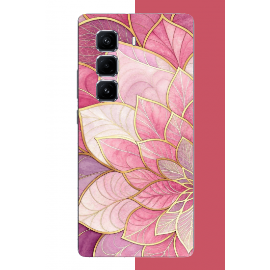 Infinix Hot 50 PRO PLUS+ Uyumlu pembe yaprak UV Baskılı Silikon Kılıf