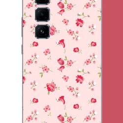 Infinix Hot 50 PRO PLUS+ Uyumlu pembe çiçekli pattern UV Baskılı Silikon Kılıf