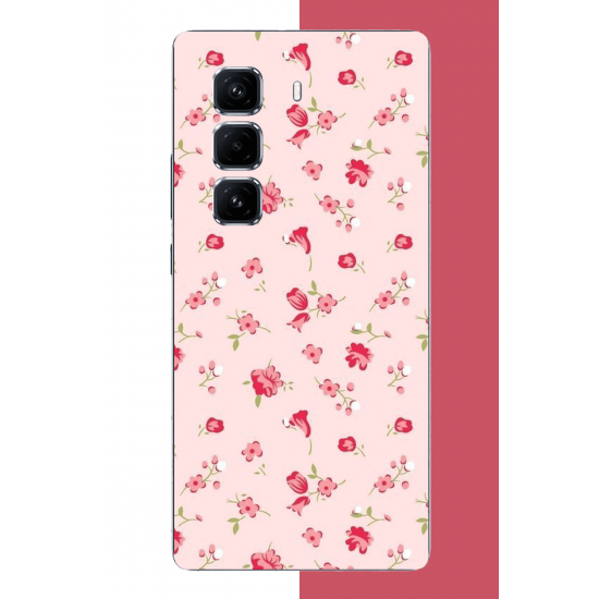 Infinix Hot 50 PRO PLUS+ Uyumlu pembe çiçekli pattern UV Baskılı Silikon Kılıf