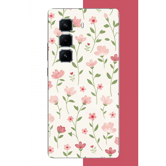 Infinix Hot 50 PRO PLUS+ Uyumlu pembe çiçekli pattern1 UV Baskılı Silikon Kılıf