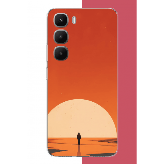Infinix Hot 60 Pro Uyumlu retro güneş batımı UV Baskılı Silikon Kılıf