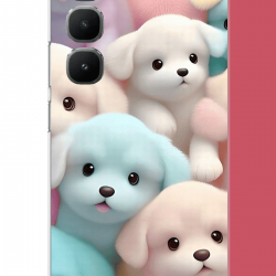 Infinix Hot 60 Pro Uyumlu sevimli renkli köpek UV Baskılı Silikon Kılıf