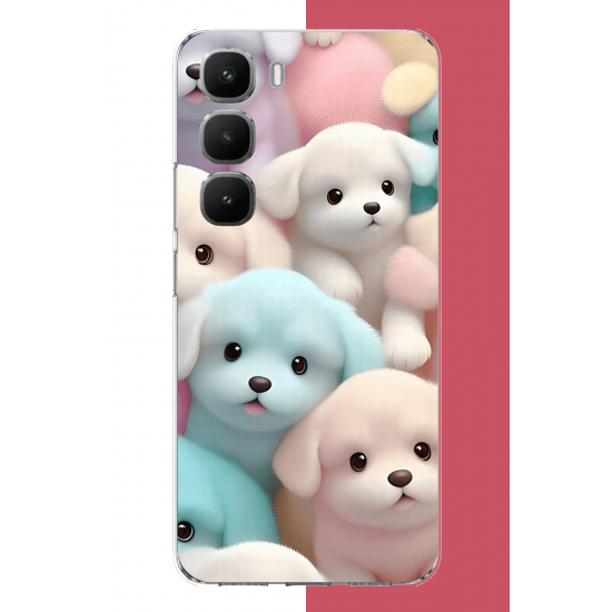 Infinix Hot 60 Pro Uyumlu sevimli renkli köpek UV Baskılı Silikon Kılıf