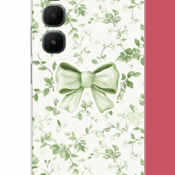 Infinix Hot 60 Pro Uyumlu yeşil fiyonk pattern UV Baskılı Silikon Kılıf