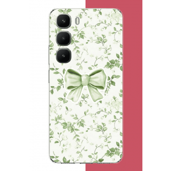 Infinix Hot 60 Pro Uyumlu yeşil fiyonk pattern UV Baskılı Silikon Kılıf