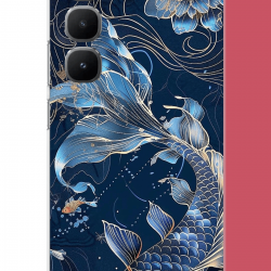 Infinix Hot 60 Pro Uyumlu mavi yüzen balık UV Baskılı Silikon Kılıf