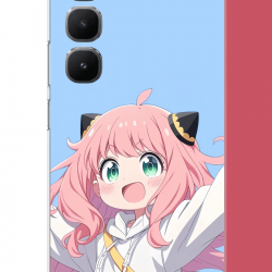 Infinix Hot 60 Pro Uyumlu kawaii pembe saçlı kız UV Baskılı Silikon Kılıf