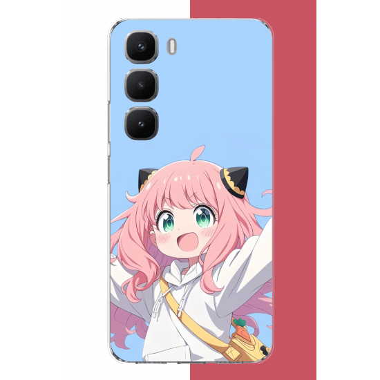 Infinix Hot 60 Pro Uyumlu kawaii pembe saçlı kız UV Baskılı Silikon Kılıf