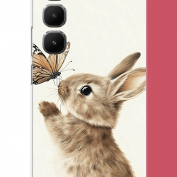 Infinix Hot 60 Pro Uyumlu kelebekli tavşan UV Baskılı Silikon Kılıf