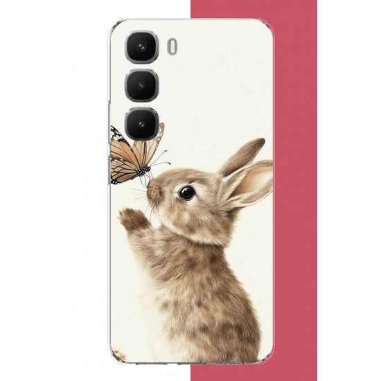 Infinix Hot 60 Pro Uyumlu kelebekli tavşan UV Baskılı Silikon Kılıf