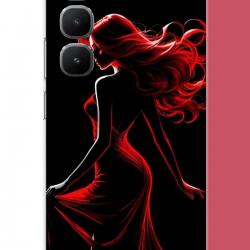Infinix Hot 60 Pro Uyumlu kırmızı elbiseli kadın UV Baskılı Silikon Kılıf