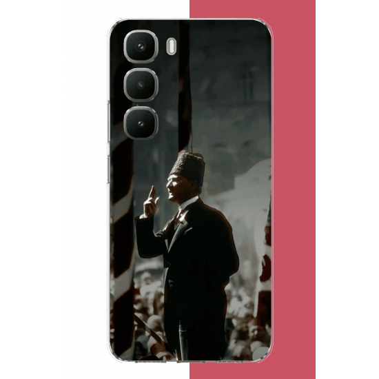Infinix Hot 60 Pro Uyumlu halka seslenen atatürk UV Baskılı Silikon Kılıf