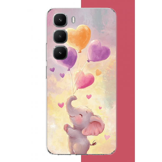 Infinix Hot 60 Pro Uyumlu minik fil UV Baskılı Silikon Kılıf