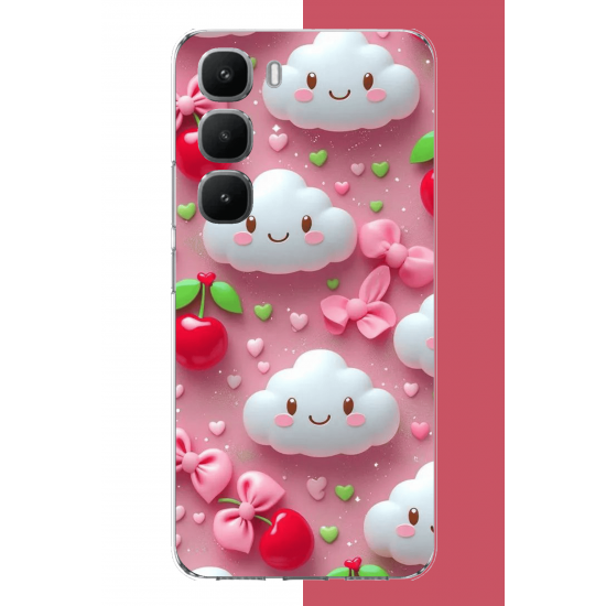 Infinix Hot 60 Pro Uyumlu mutlu bulutlar UV Baskılı Silikon Kılıf