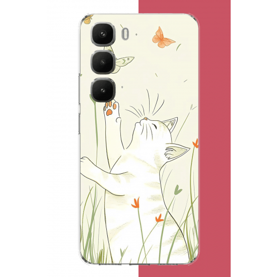 Infinix Hot 60 Pro Uyumlu mutlu kedi UV Baskılı Silikon Kılıf