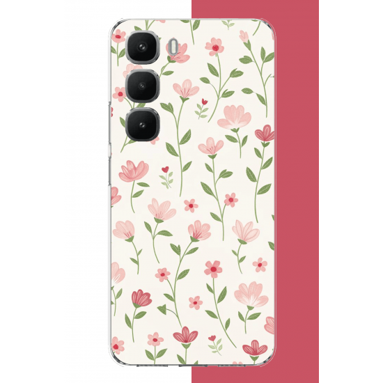 Infinix Hot 60 Pro Uyumlu pembe çiçekli pattern1 UV Baskılı Silikon Kılıf