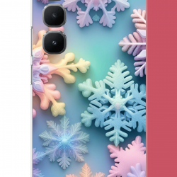 Infinix Hot 60 Pro Uyumlu renkli kar taneleri UV Baskılı Silikon Kılıf