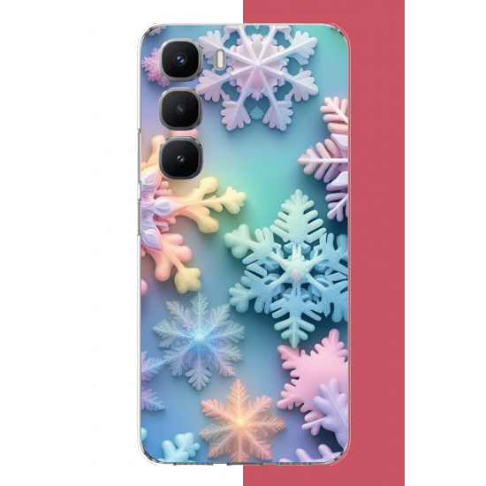 Infinix Hot 60 Pro Uyumlu renkli kar taneleri UV Baskılı Silikon Kılıf