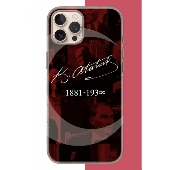iPhone 16 PRO Uyumlu Atatürk İmza UV Baskılı Silikon Kılıf