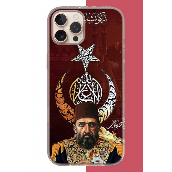 iPhone 16 PRO Uyumlu Abdulhamit UV Baskılı Silikon Kılıf