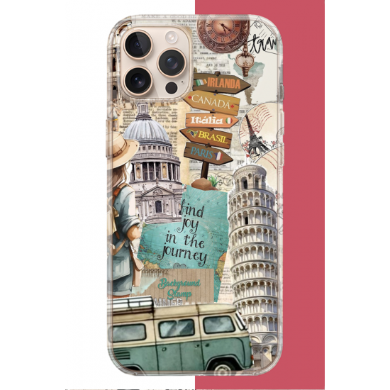 iPhone 16 PRO Uyumlu Travel2 UV Baskılı Silikon Kılıf