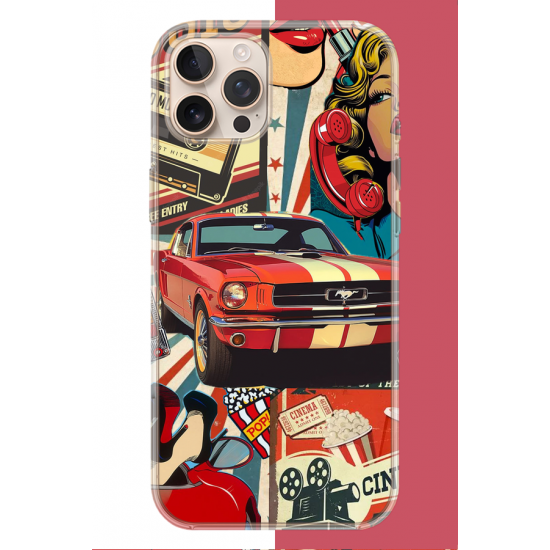 iPhone 16 PRO Uyumlu Retro UV Baskılı Silikon Kılıf