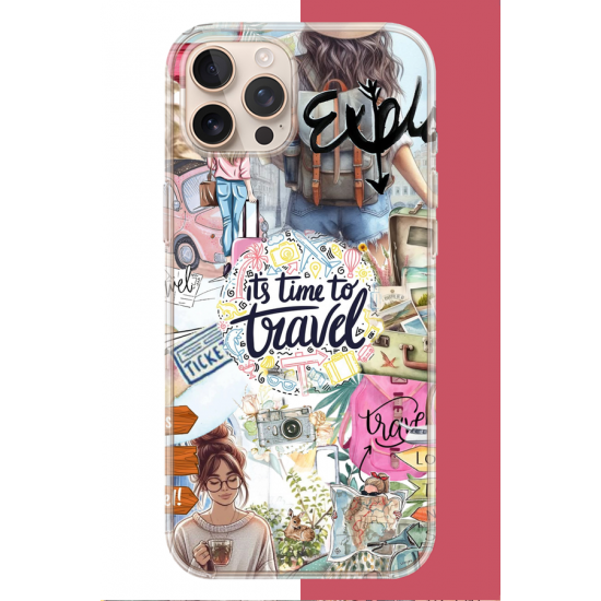 iPhone 16 PRO Uyumlu Travel3 UV Baskılı Silikon Kılıf