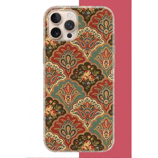 iPhone 16 PRO Uyumlu Çini Motif UV Baskılı Silikon Kılıf