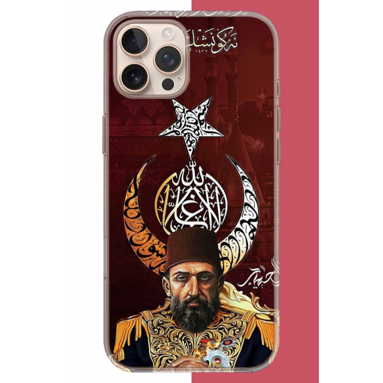 iPhone 16 PRO MAX Uyumlu Abdulhamit UV Baskılı Silikon Kılıf