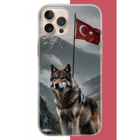 iPhone 16 PRO MAX Uyumlu Ulu Kurt UV Baskılı Silikon Kılıf