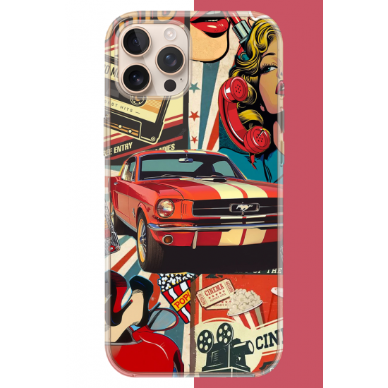 iPhone 16 PRO MAX Uyumlu Retro UV Baskılı Silikon Kılıf