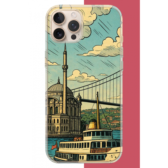 iPhone 16 PRO MAX Uyumlu İstanbul UV Baskılı Silikon Kılıf