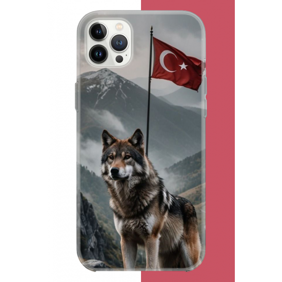 iPhone 12-12 PRO Uyumlu Ulu Kurt UV Baskılı Silikon Kılıf
