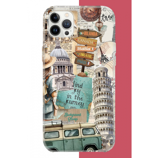 iPhone 12-12 PRO Uyumlu Travel2 UV Baskılı Silikon Kılıf