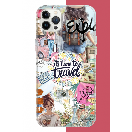 iPhone 12-12 PRO Uyumlu Travel3 UV Baskılı Silikon Kılıf
