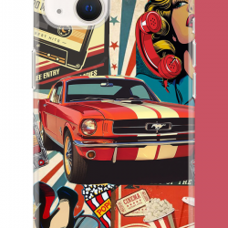 iPhone 13-14 Uyumlu Retro UV Baskılı Silikon Kılıf