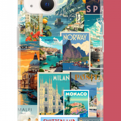 iPhone 13-14 Uyumlu Kart Postal Kolaj UV Baskılı Silikon Kılıf
