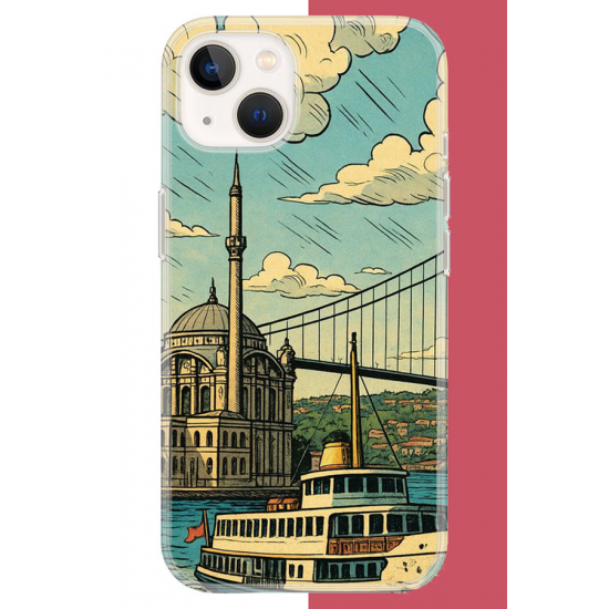 iPhone 13-14 Uyumlu İstanbul UV Baskılı Silikon Kılıf