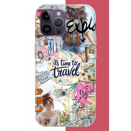 iPhone 14 PRO Uyumlu Travel3 UV Baskılı Silikon Kılıf
