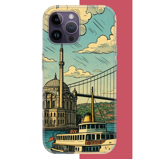 iPhone 14 PRO Uyumlu İstanbul UV Baskılı Silikon Kılıf
