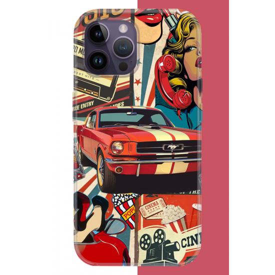 iPhone 14 PRO MAX Uyumlu Retro UV Baskılı Silikon Kılıf
