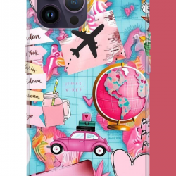 iPhone 14 PRO MAX Uyumlu Travel Kolaj UV Baskılı Silikon Kılıf