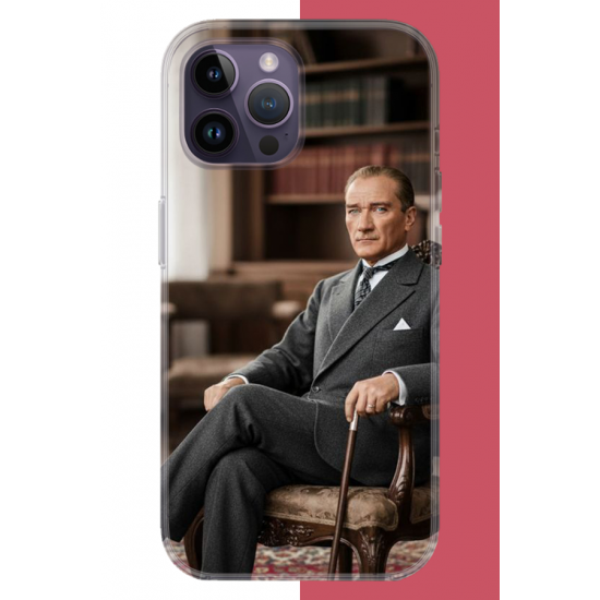 iPhone 14 PRO MAX Uyumlu Atatürk6 UV Baskılı Silikon Kılıf