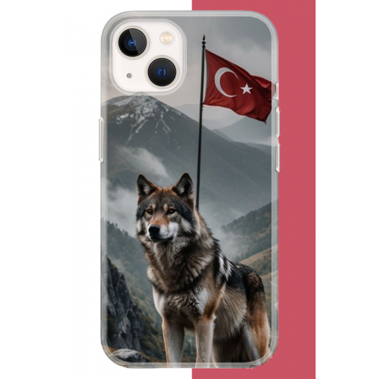 iPhone 15 Uyumlu Ulu Kurt UV Baskılı Silikon Kılıf